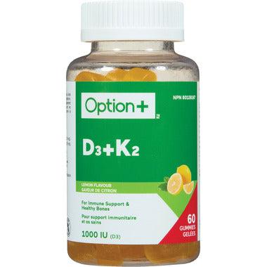 Option+ Vitamine K2 100mcg + D3 1000UI 60 Gummies