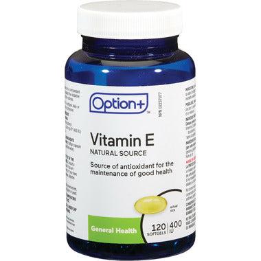 Option+ Vitamine E 400 UI 120 Gélules