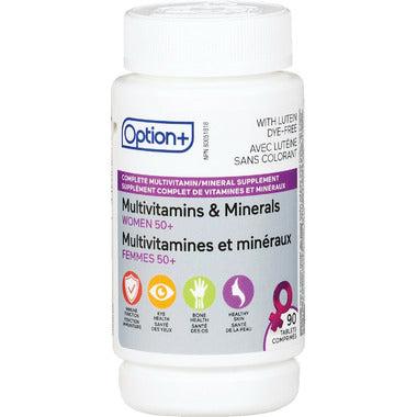 Option+ Multivitamines et minéraux pour femmes de 50 ans et plus, 90 comprimés